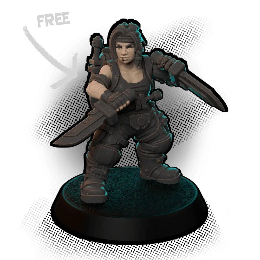 Knife Female Dwarf - Free miniature
